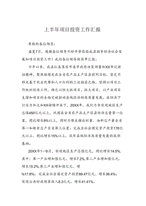 上半年项目投资工作汇报.docx