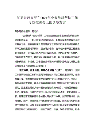 某某省教育厅在2024年全省结对帮扶工作专题推进会上的典型发言.docx