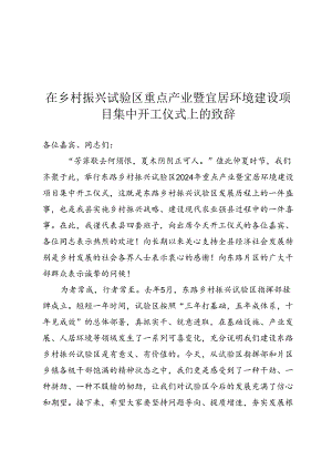 在乡村振兴试验区项目集中开工仪式上的讲话.docx