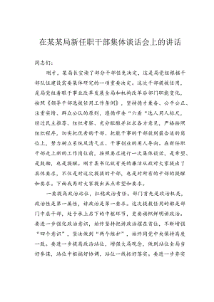在某某局新任职干部集体谈话会上的讲话.docx