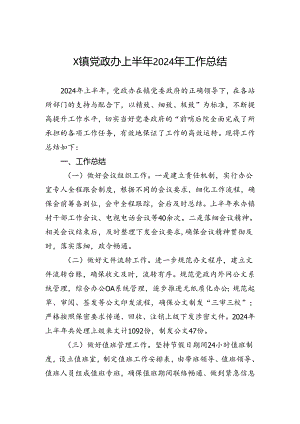 镇党政办上半年2024年工作总结.docx