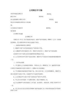 公司聘任书12篇.docx