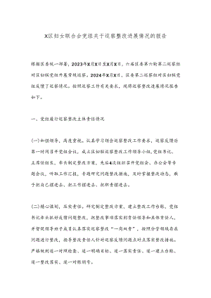 X区妇女联合会党组关于巡察整改进展情况的报告.docx