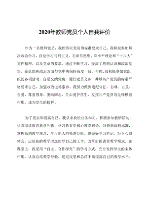 2020年教师党员个人自我评价.docx