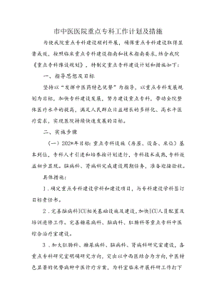 市中医医院重点专科工作计划及措施.docx