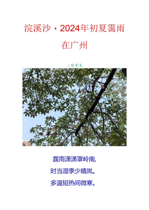 浣溪沙-2024年初夏雨在广州.docx
