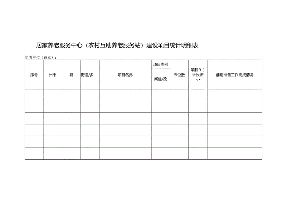 居家养老服务中心（农村互助养老服务站）建设项目统计明细表.docx_第1页