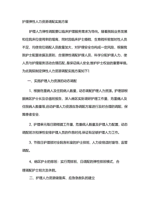 护理弹性人力资源调配实施方案.docx