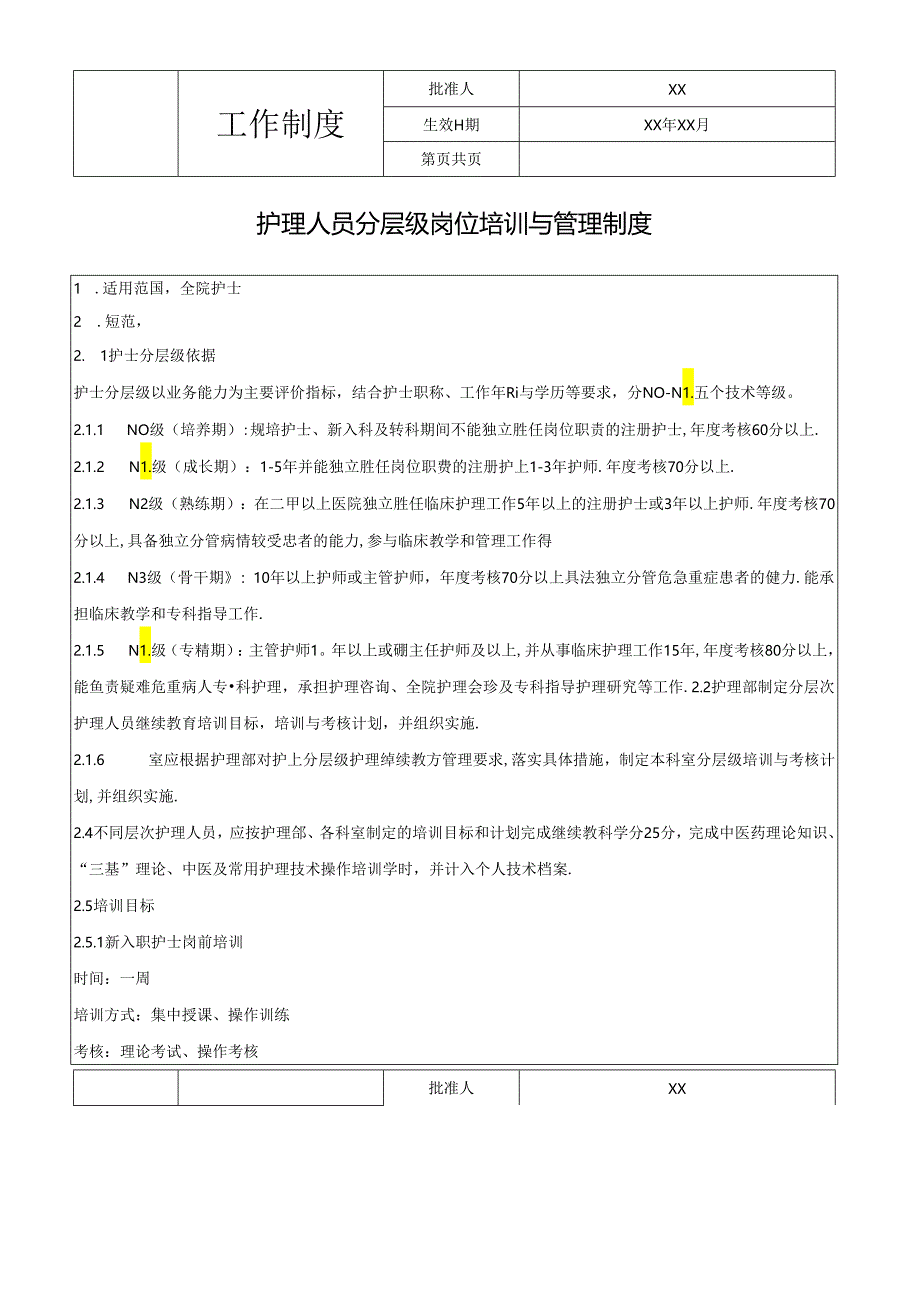 护理人员分层级岗位培训与管理制度.docx_第1页