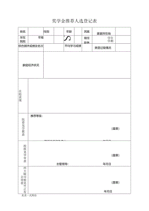 奖学金推荐人选登记表.docx