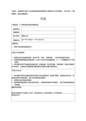 弱电工程项目施工日志及周报模.docx