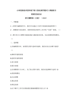 浙江摄影版（三起）（2020）信息技术四年级下册《轻松调节图片》课堂练习附课文知识点.docx