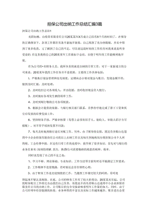 担保公司出纳工作总结汇编3篇.docx