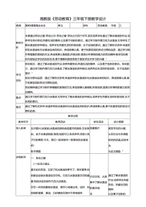 湘教版劳动教育三年级下册第10课 莓莓冰冰乐 教学设计.docx