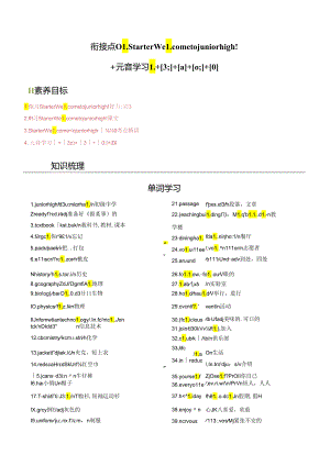 衔接点01新外研版七年级上册Starter Welcome to junior high! 元音学习[i;][][;][][;][].docx