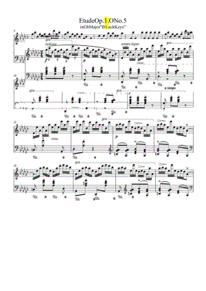 肖邦降G大调钢琴练习曲《黑键》（Op.10No.5）（原版） 高清钢琴谱五线谱.docx