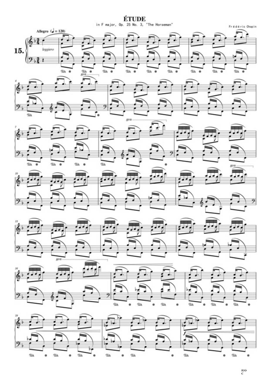 肖邦F大调钢琴练习曲《跳马》（Op.25 No.3） 高清钢琴谱五线谱.docx_第1页