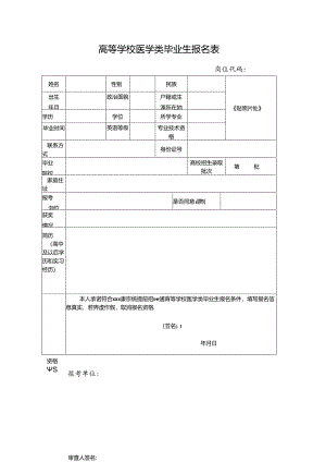 高等学校医学类毕业生报名表.docx