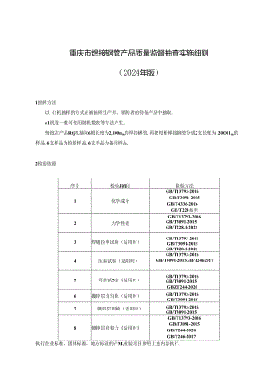 重庆市焊接钢管产品质量监督抽查实施细则（2024年版）.docx