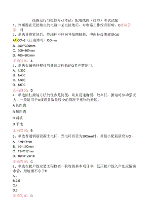 线路运行与检修专业考试：配电线路（技师）考试试题.docx