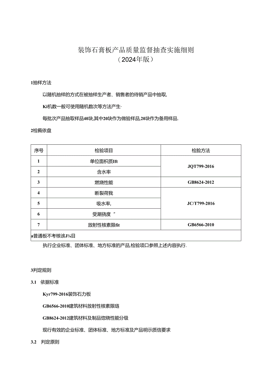 装饰石膏板产品质量监督抽查实施细则（2024年版).docx_第1页