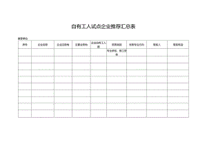 自有工人试点企业推荐汇总表.docx