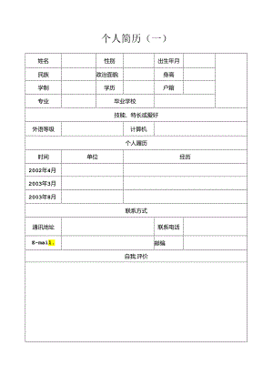 简单个人简历范本(2024年标准版).docx