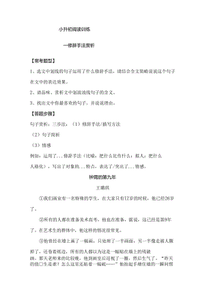 高分阅读小升初阅读理解——修辞手法赏析（知识梳理技法点拨例文分析）（有答案）.docx