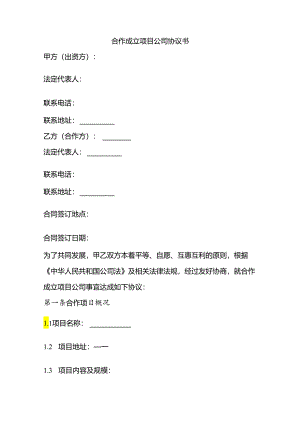 合作成立项目公司协议书.docx
