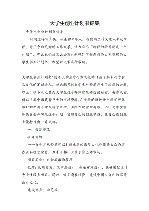 大学生创业计划书锦集.docx