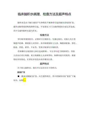 临床脑积水病理、检查方法及超声特点.docx