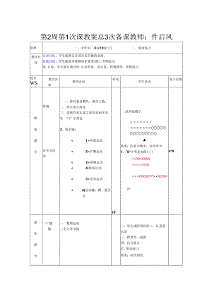 初中体育：第 2周 第1次课教案总3 次备课教师：钱厉风.docx
