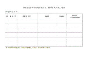 《跨境快递物流 出仓管理规范》征求意见处理汇总表.docx