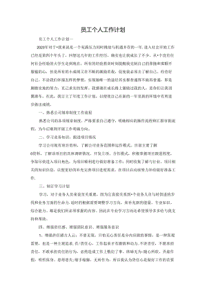 员工个人工作计划.docx