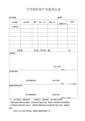 大学国有资产交接登记表.docx