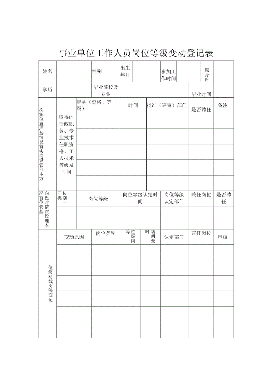 事业单位工作人员岗位等级变动登记表.docx_第2页
