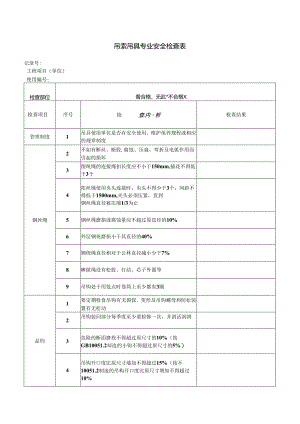 吊索吊具专业安全检查表.docx