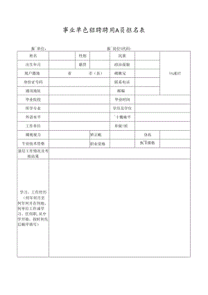 事业单位招聘聘用人员报名表.docx