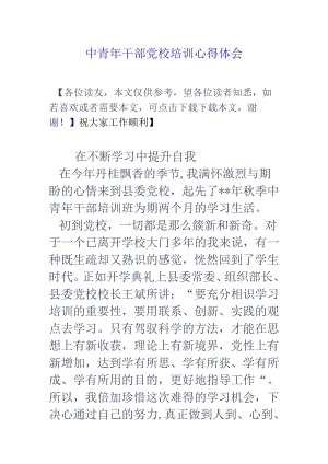 中青年干部党校培训心得体会.docx
