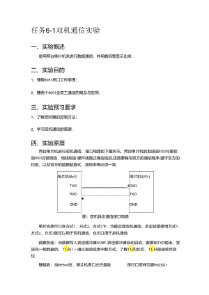 单片机应用项目化教程 教案 6.1 双机通信实验指导书及例程.docx