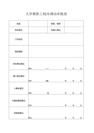 大学教职工校内调动审批表.docx