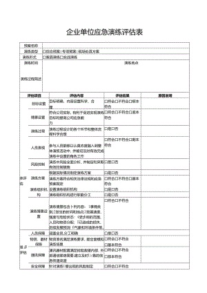 企业单位应急演练评估表.docx