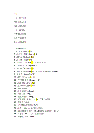医学培训资料：抢救药物速记口诀.docx
