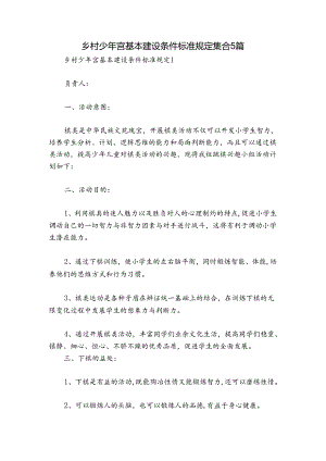 乡村少年宫基本建设条件标准规定集合5篇.docx