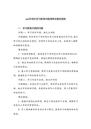 2024年党纪学习教育问题清单及整改措施(最新三篇).docx