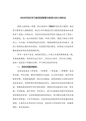 (六篇)2024年党纪学习教育观看警示教育片的心得体会集合.docx