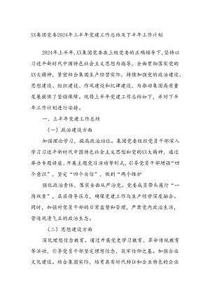 XX集团党委2024年上半年党建工作总结及下半年工作计划.docx