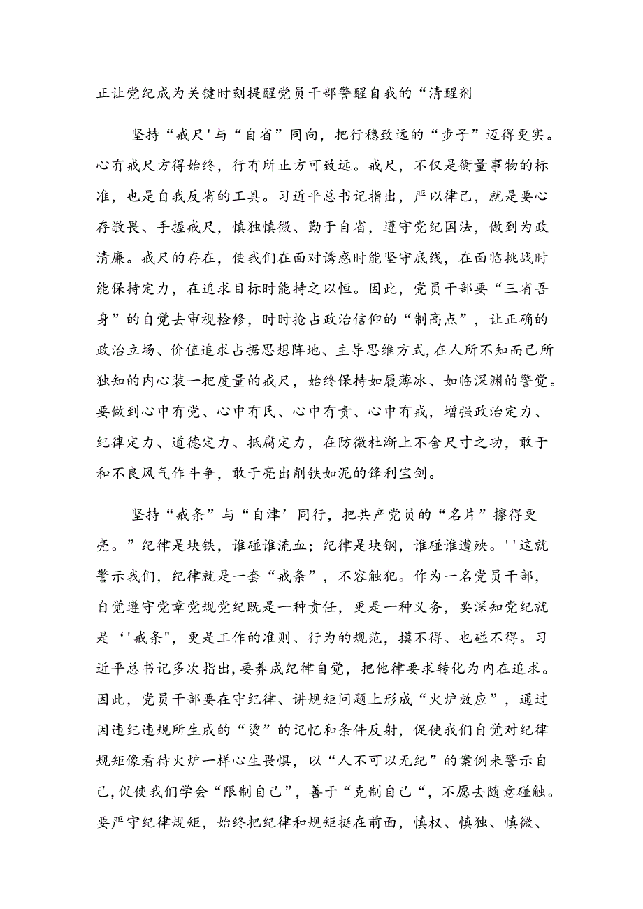 2024年党纪学习教育持续加强党的纪律建设讨论发言提纲.docx_第2页