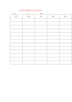 文件评审和修订会议签到表模板.docx