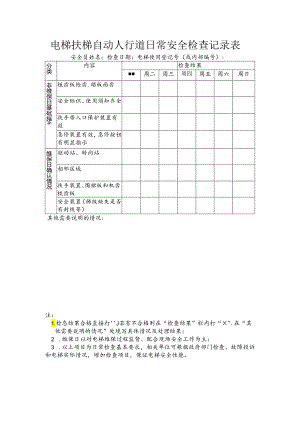 电梯扶梯自动人行道日常安全检查记录表.docx